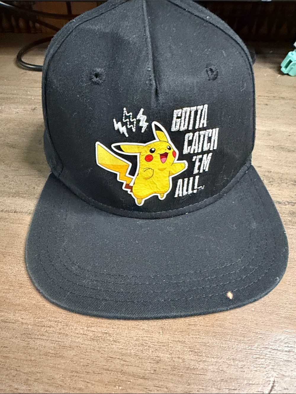 Pokemon Black Cap with Yellow Pikachu Patch